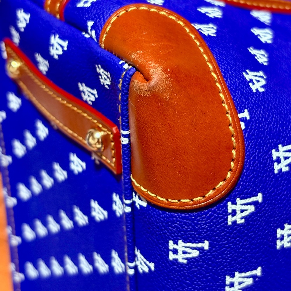 Dooney & Bourke Dodgers Gretta Handbag Blue & White with Brown Accents. - Picture 8 of 15